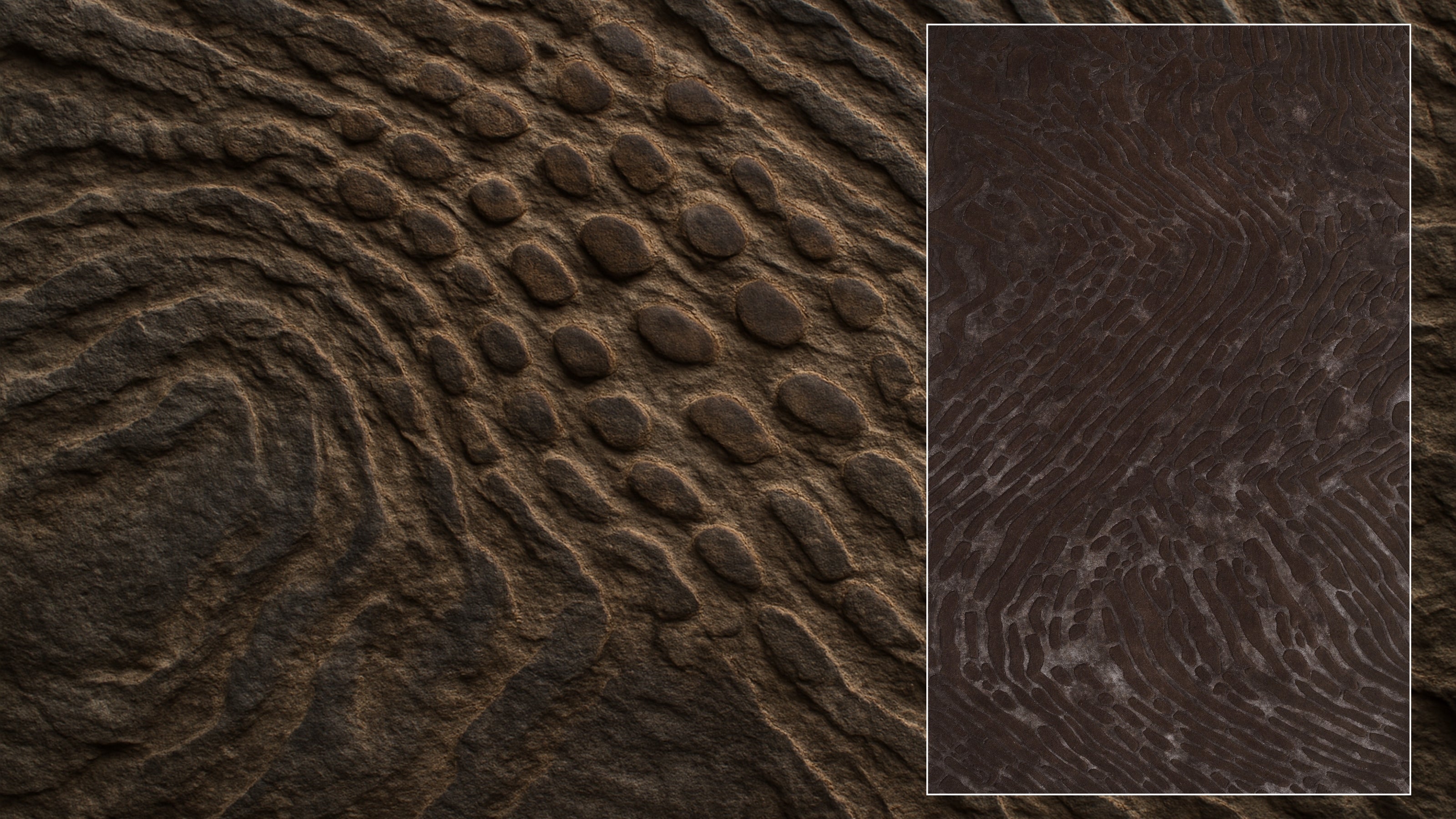 Fossil Ember: A Rug Shaped by Time, Not Trends