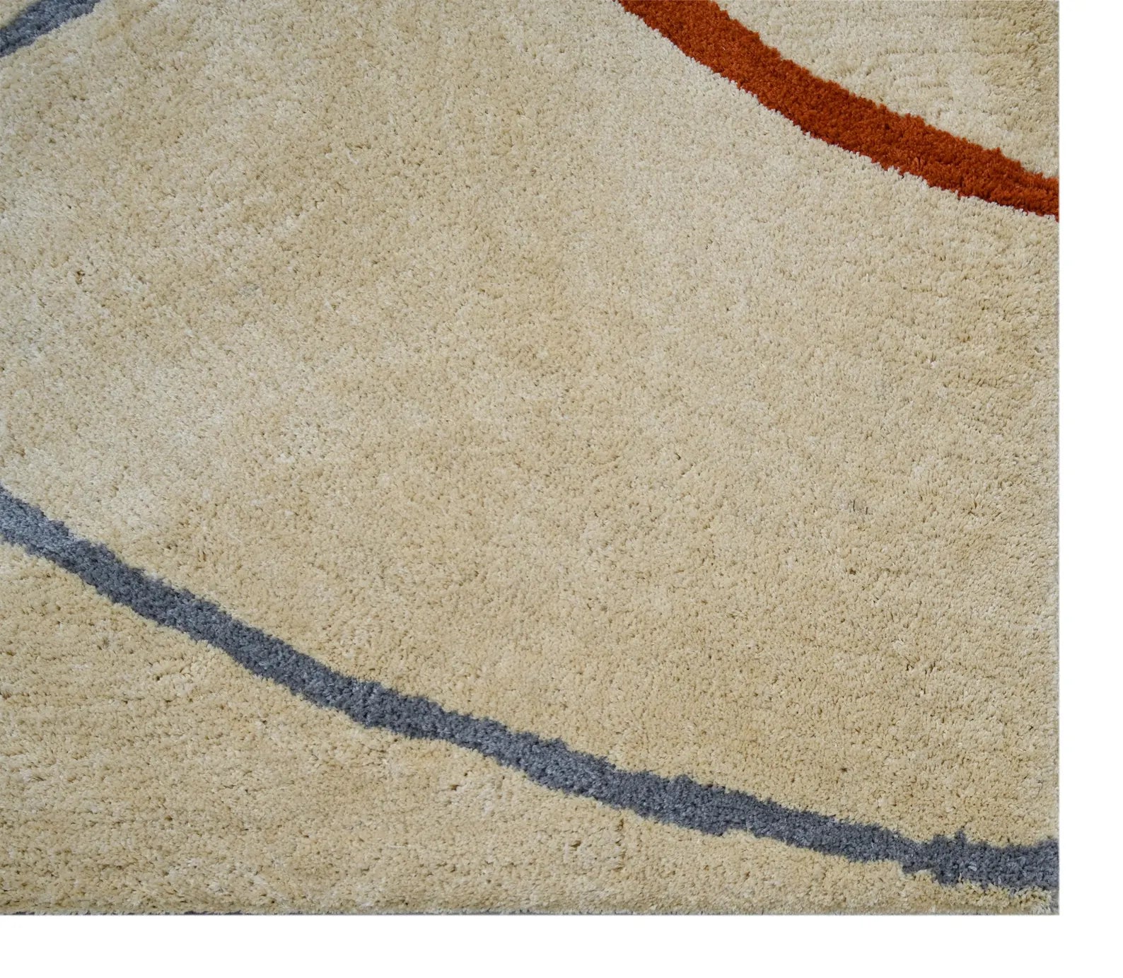 Abstract Dreamliner Rug close-up showing intersecting orange  and blue lines.