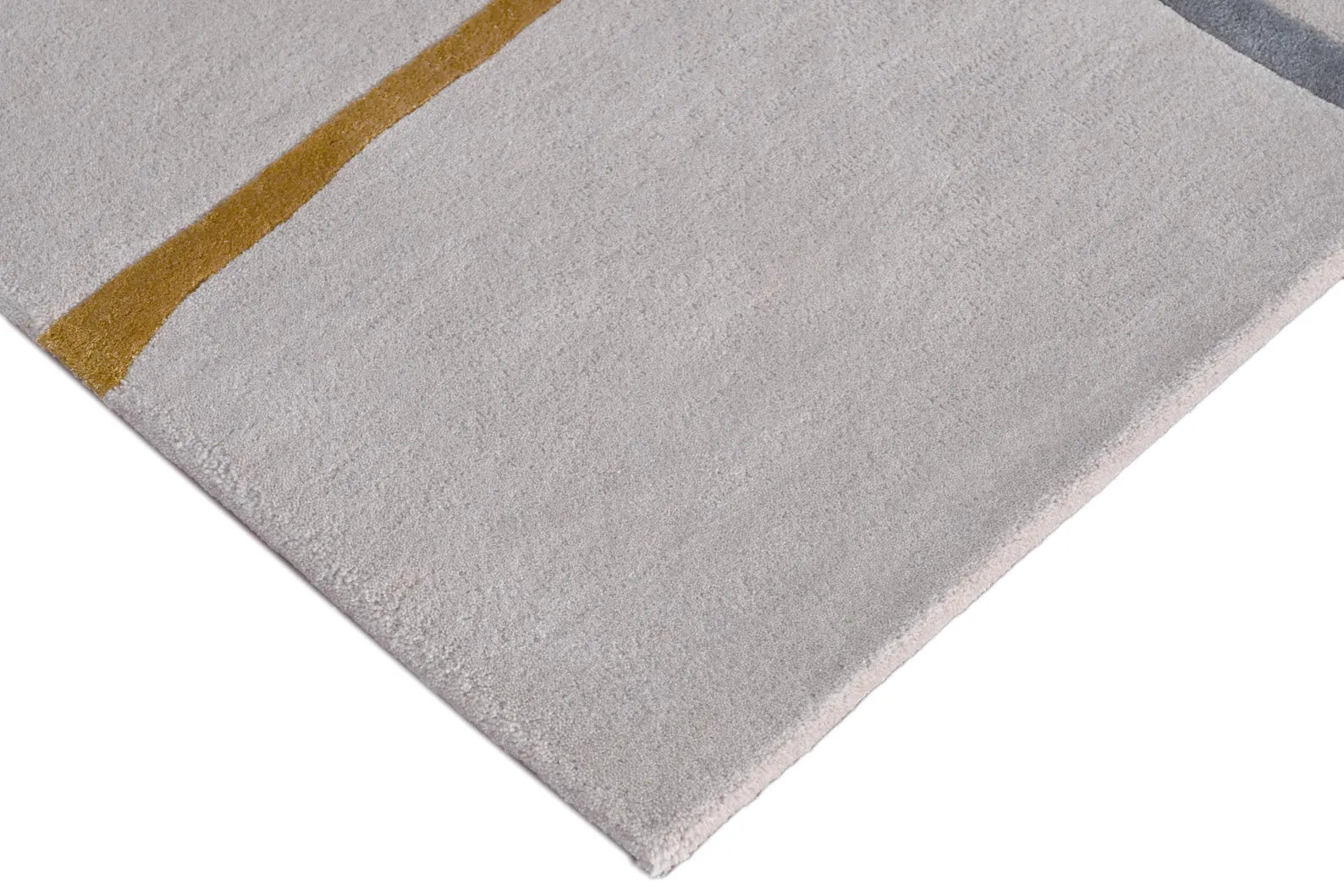 Corner view of Contour Thread Rug emphasizing curved thread pattern and color balance