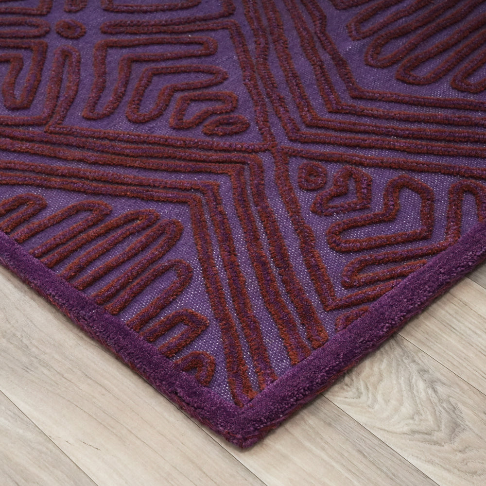 Crimson Maze Textured Wool Rug
