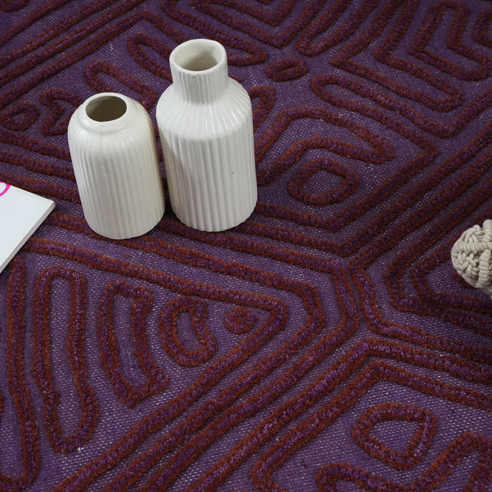 Crimson Maze Textured Wool Rug