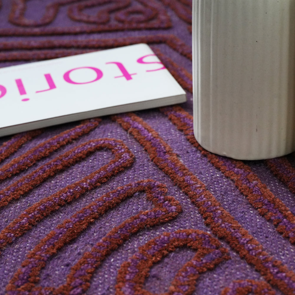 Crimson Maze Textured Wool Rug