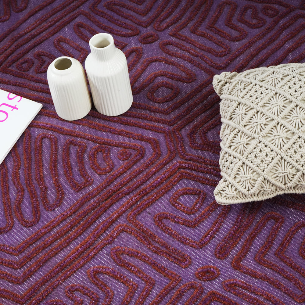 Crimson Maze Textured Wool Rug
