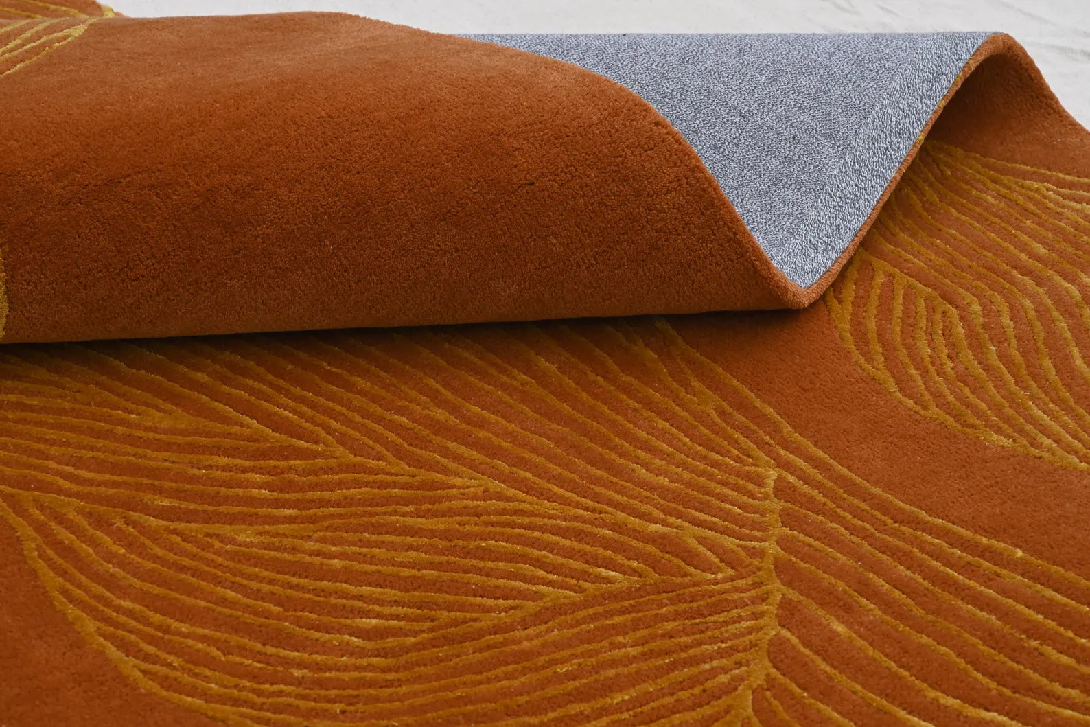 Close-up of Desert Sands Rug showing fine tufted texture and abstract desert-inspired lines.