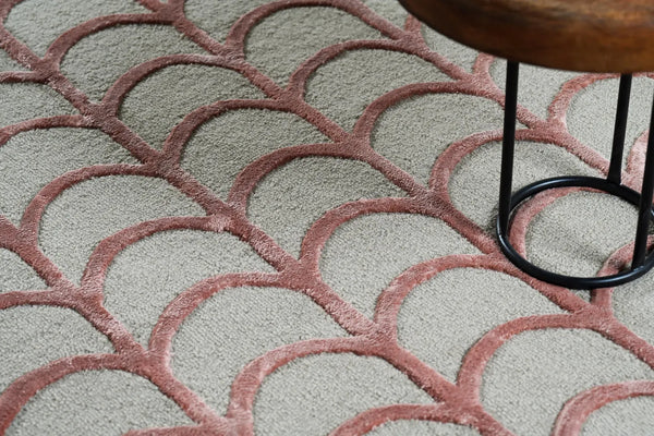 Designer Scallop Rug placed in a minimal interior setting with natural light.