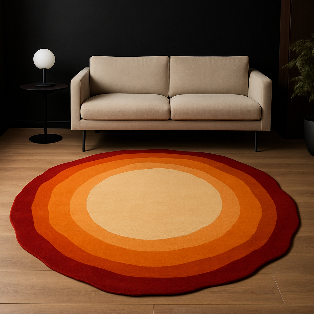 Eternal Colors Rug styled in a modern living room with bold gradient tone
