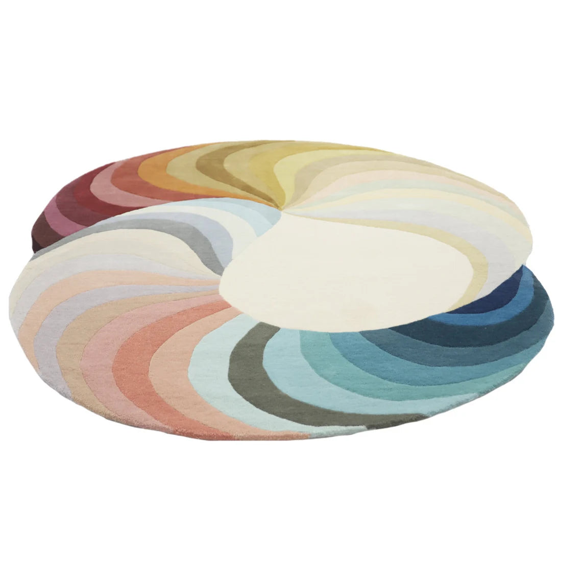 Abstract trellis rug featuring soft cream and white hues.