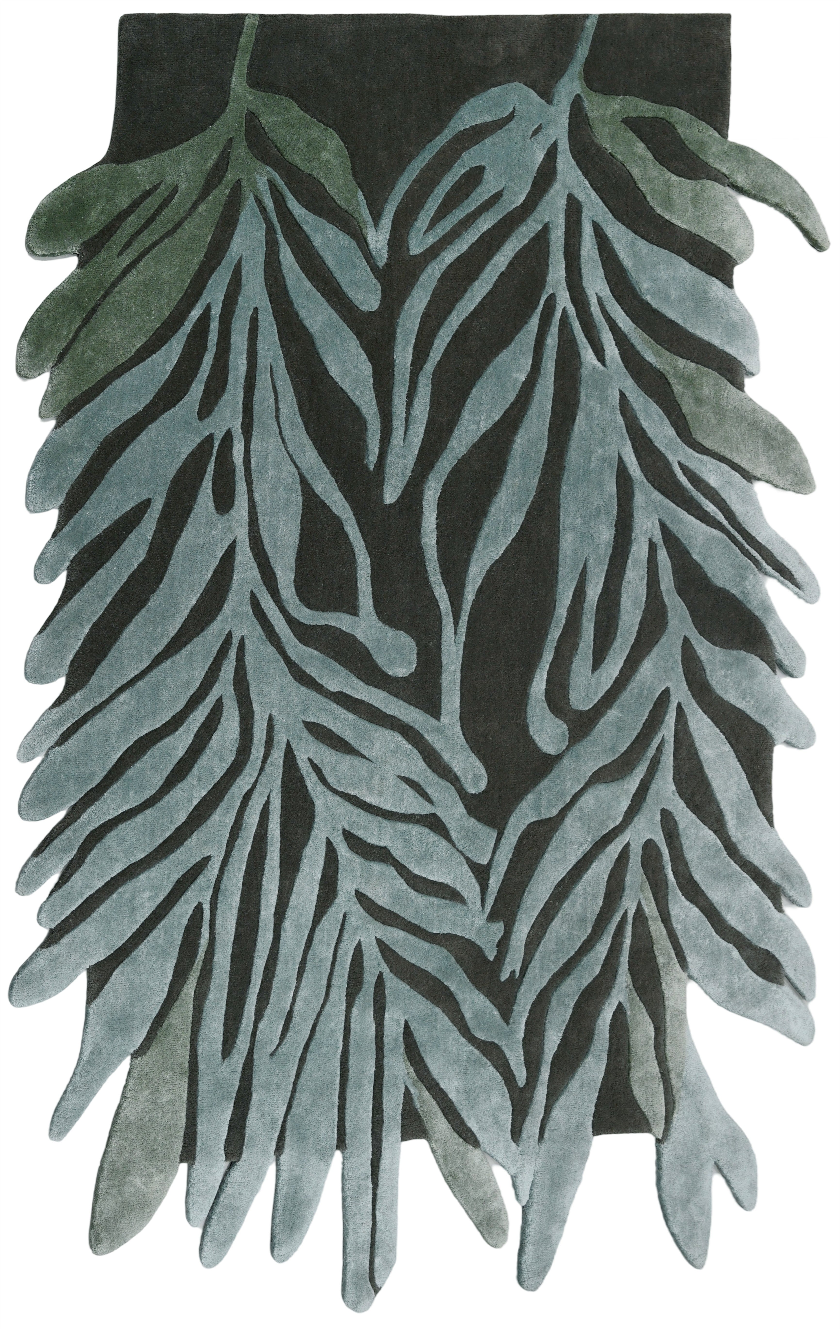 Complete view of Falling Leaves Rug with intricate overlapping leaf shapes.