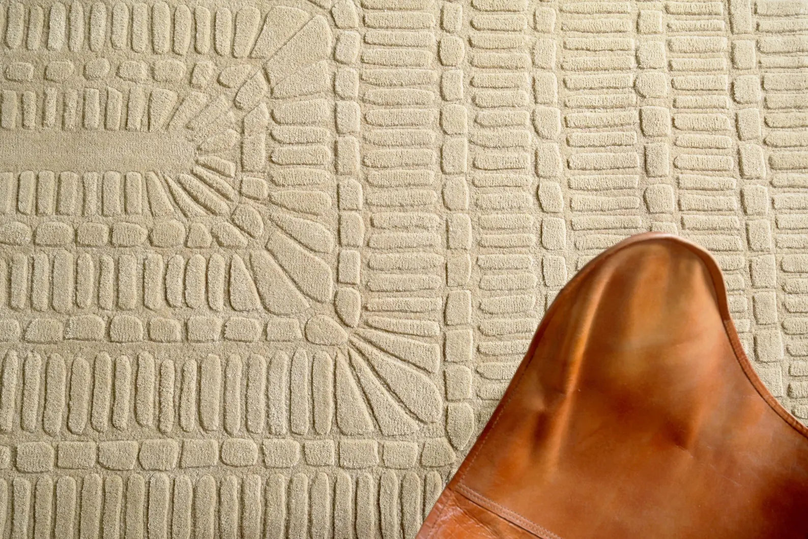 styled photograph grid wool rug 