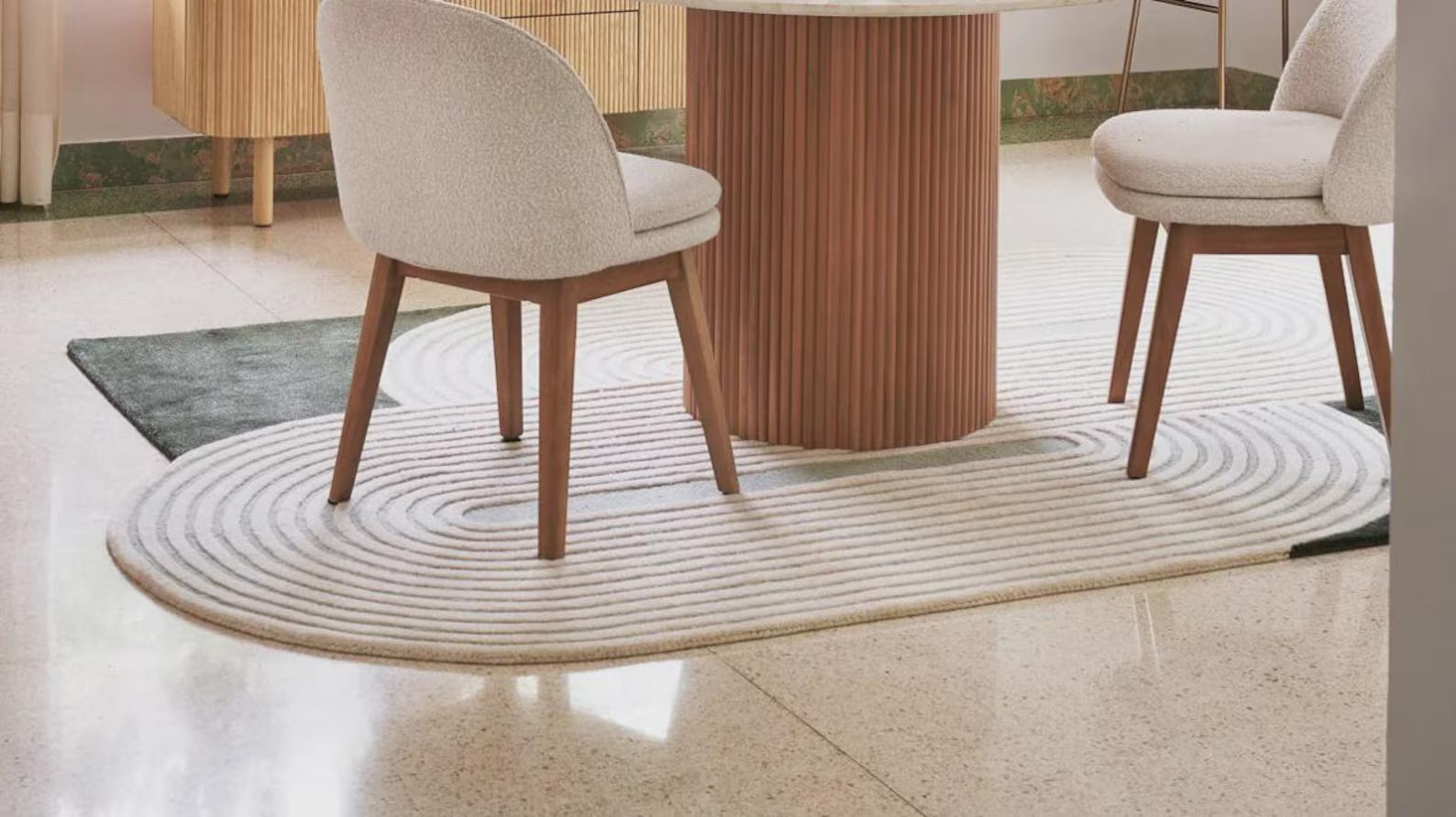 Kinetic Ovals wool rug handmade with sculpted oval design – Decordec