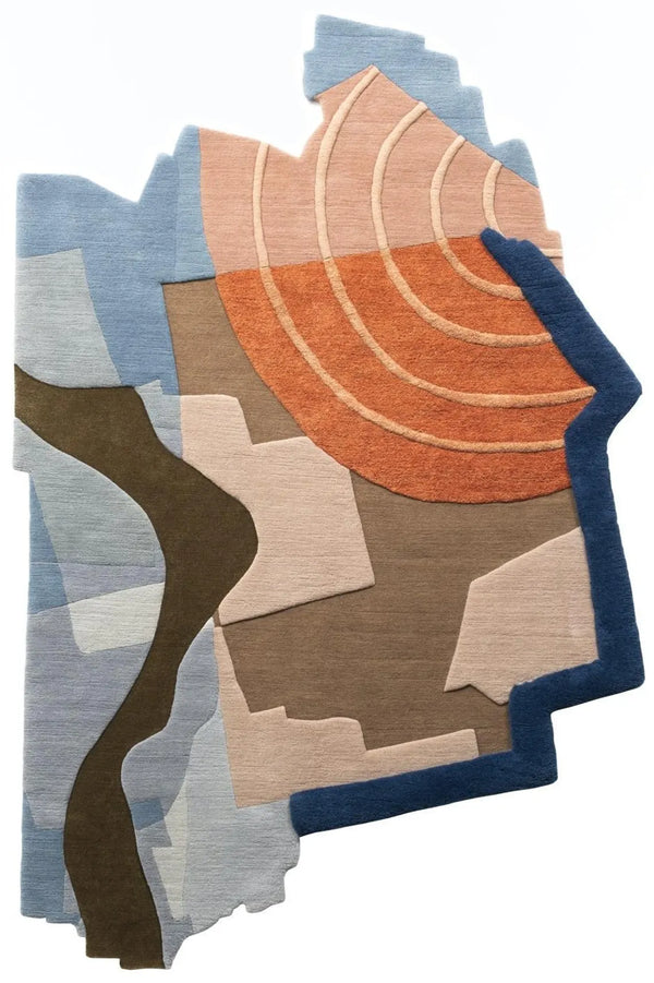 Abstract Petra Rug design inspired by canyon formations in warm tones.