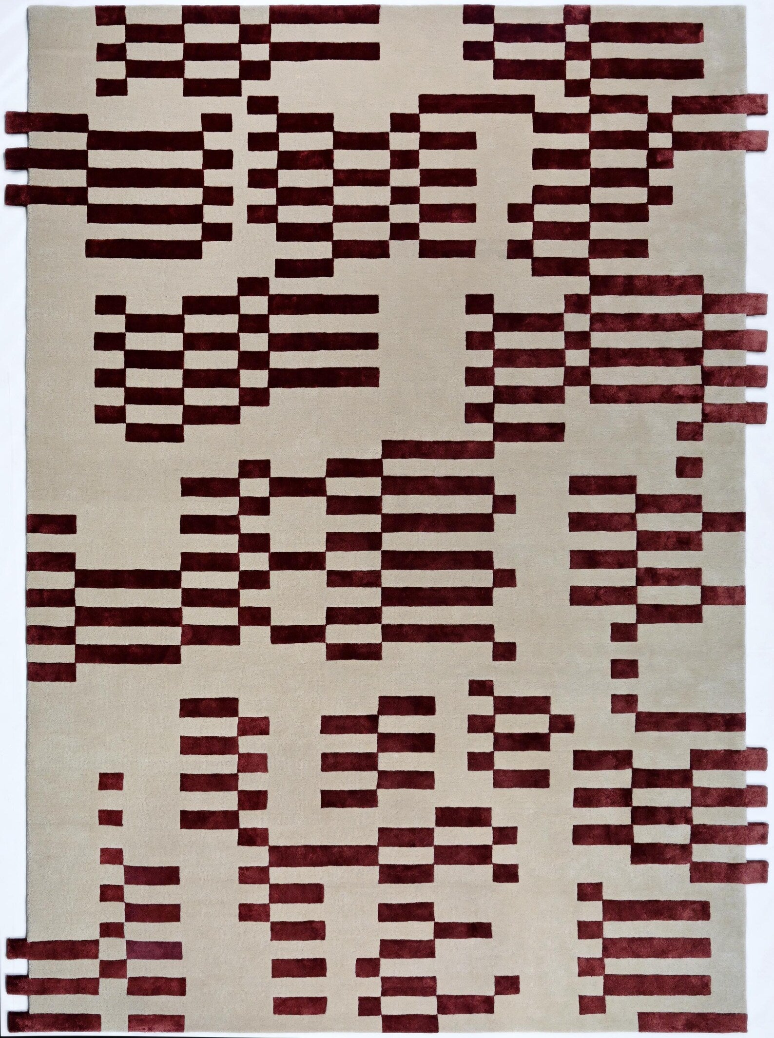 Full overhead view of Pixelated Rug, displaying complete abstract grid design.