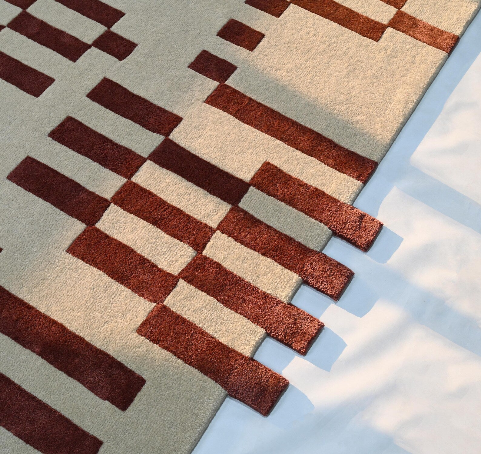Pixelated Rug captured from a side angle to show pattern depth and thickness.