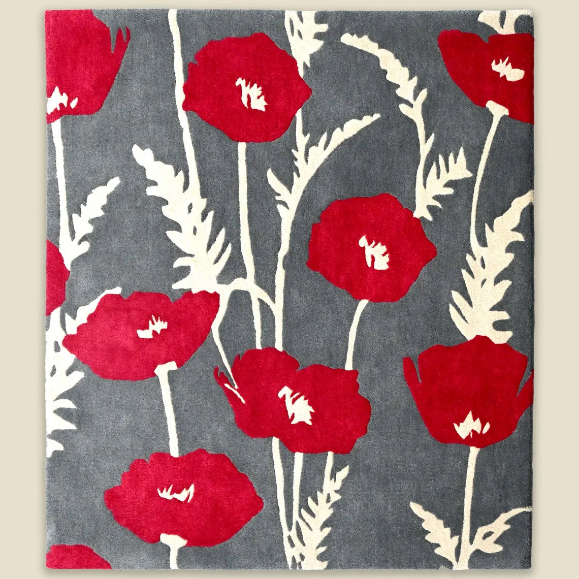 Full view of Poppy Bloom Rug with oversized blossoms adding charm to interiors.