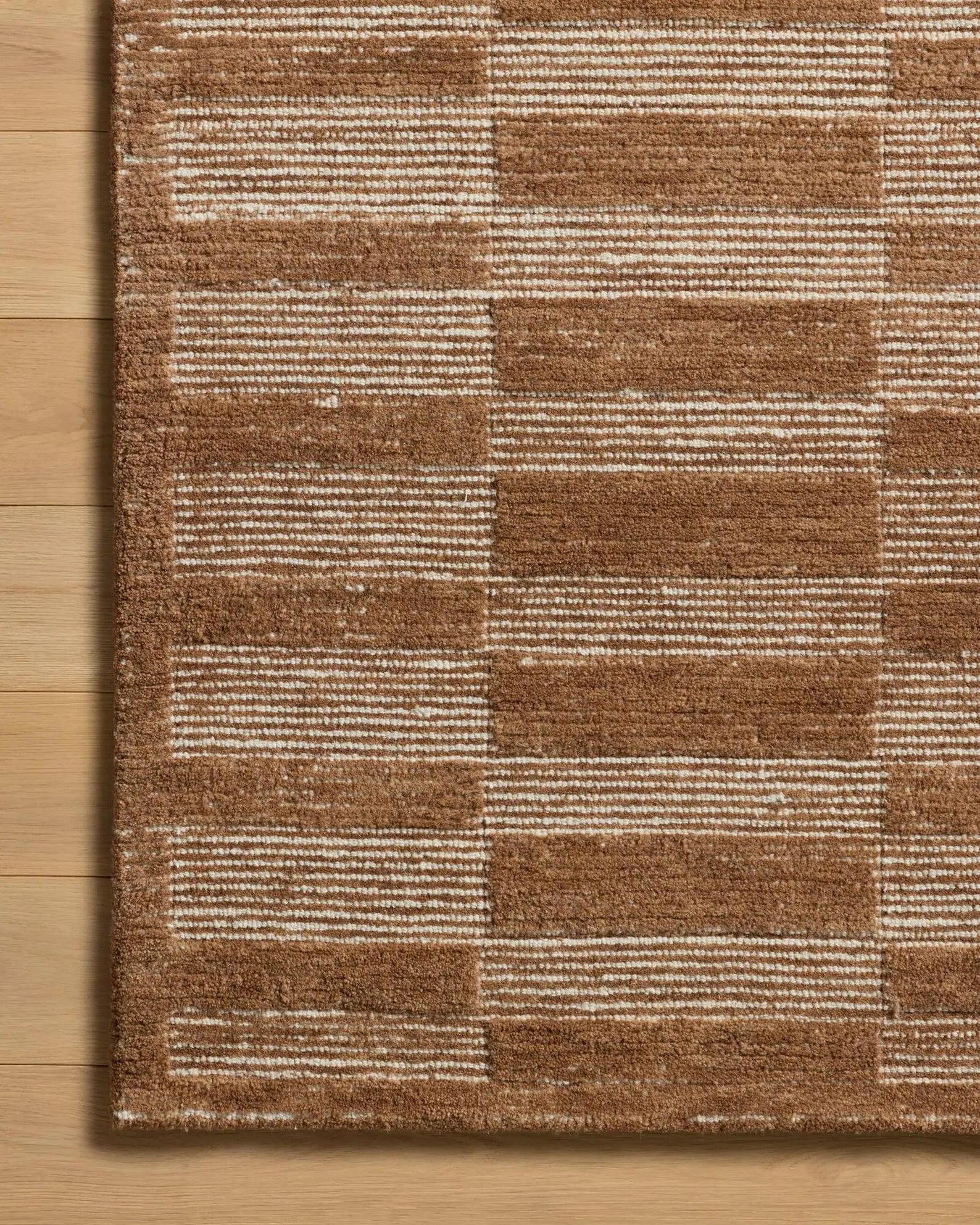 corner view Rustic Checkered Rug 