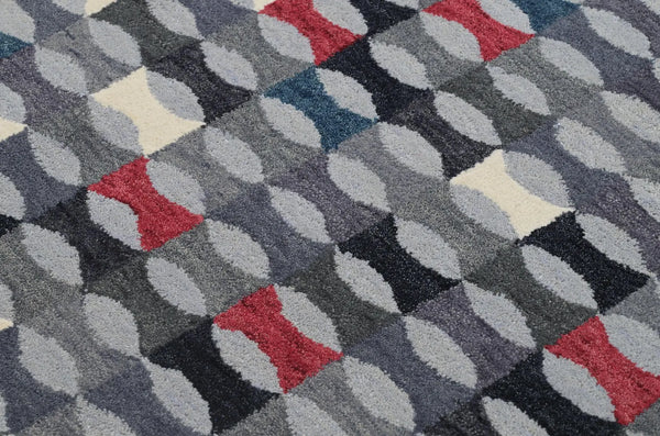 Abstract Geometric Rug with rich colors and clean finishing.