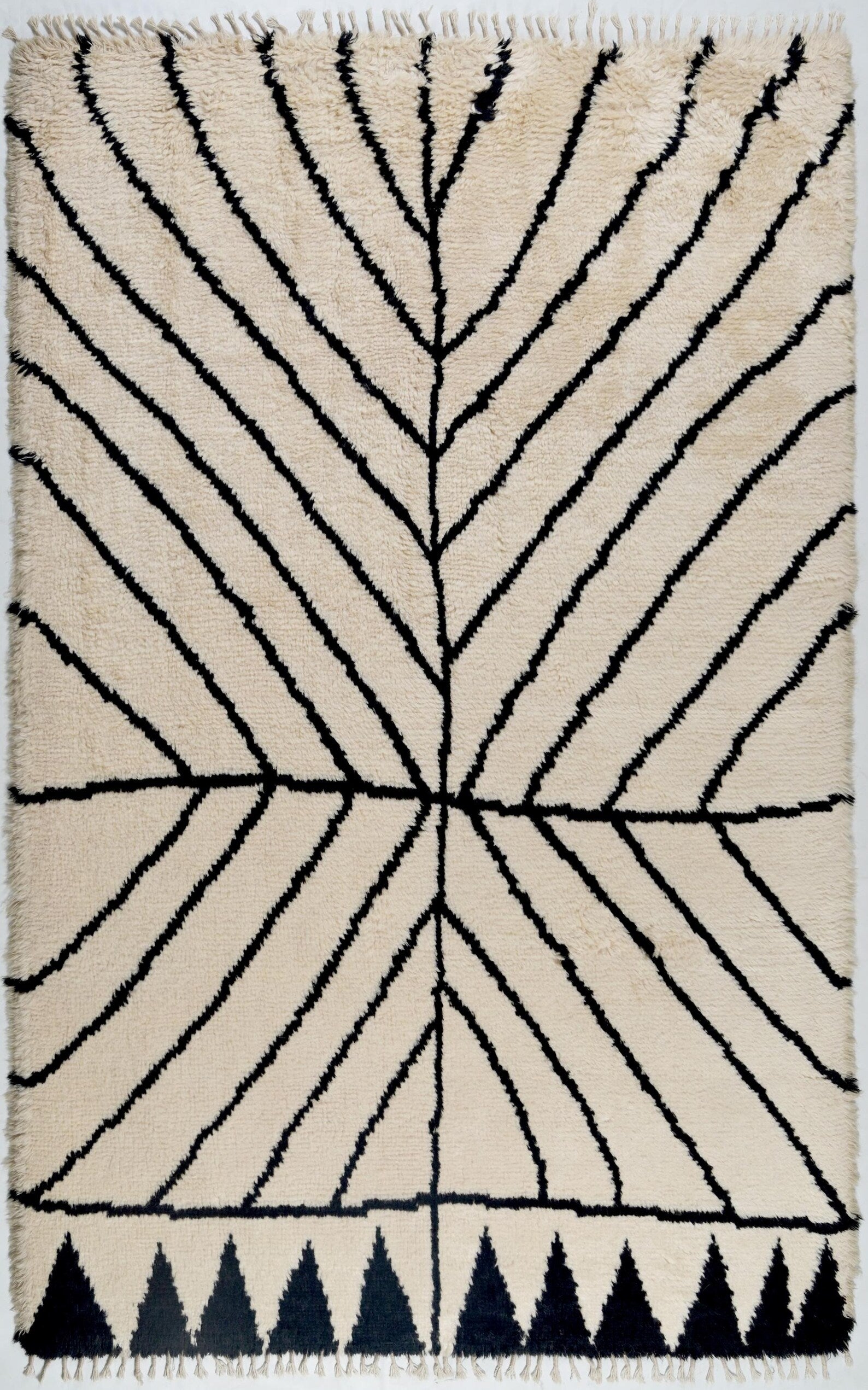 Full view of Stemline Rug Moroccan_hand_knotted highlighting fine craftsmanship and flexible cotton base.