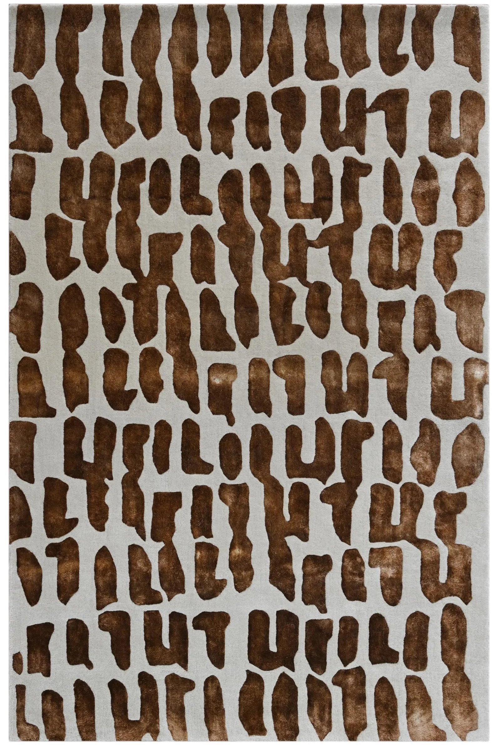 Studio full view of Modern Tribal Rug photographed on white background showing complete tribal pattern and handcrafted detailing