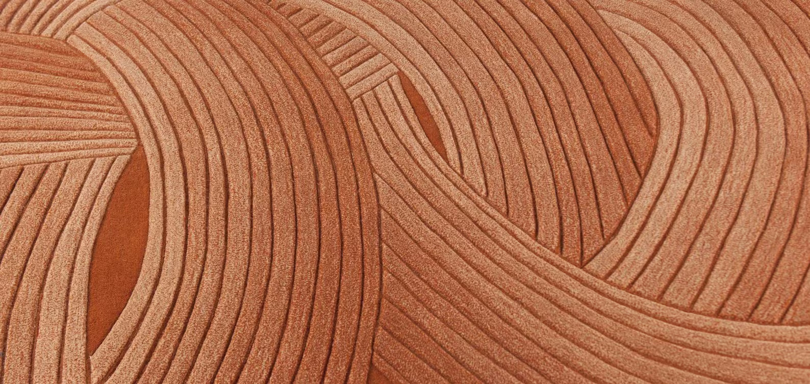 Close view of Desert orange wool rug