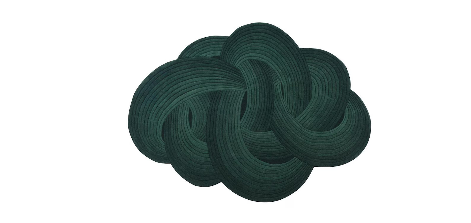 Top view Green version of Desert Bloom Wool Rug with bold organic shape.