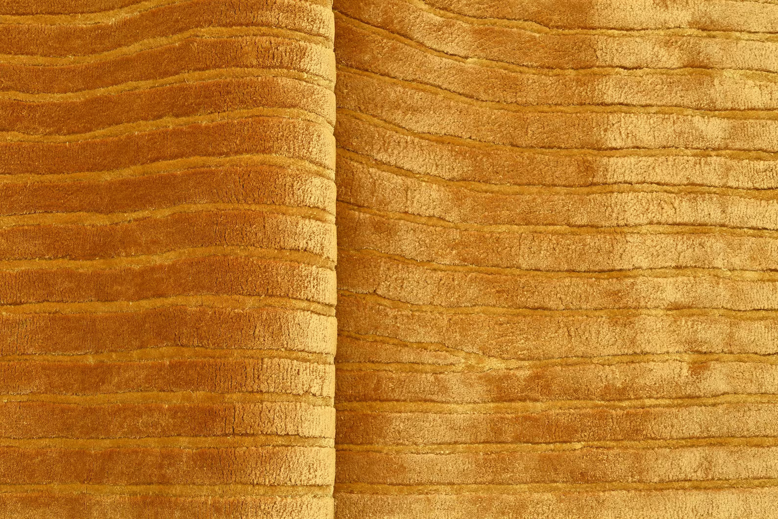 Walkin Wardrobe Rug in golden yellow with ribbed velvet-like texture.