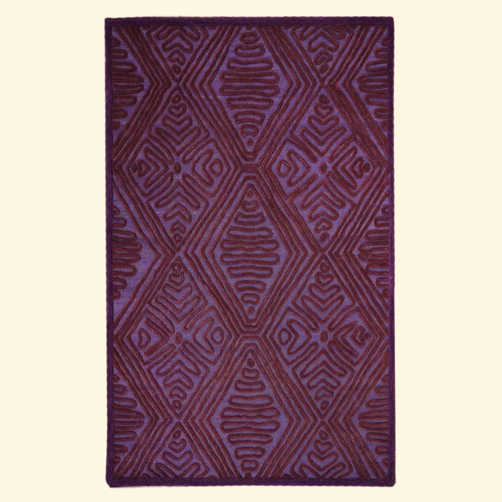 Crimson Maze Textured Wool Rug