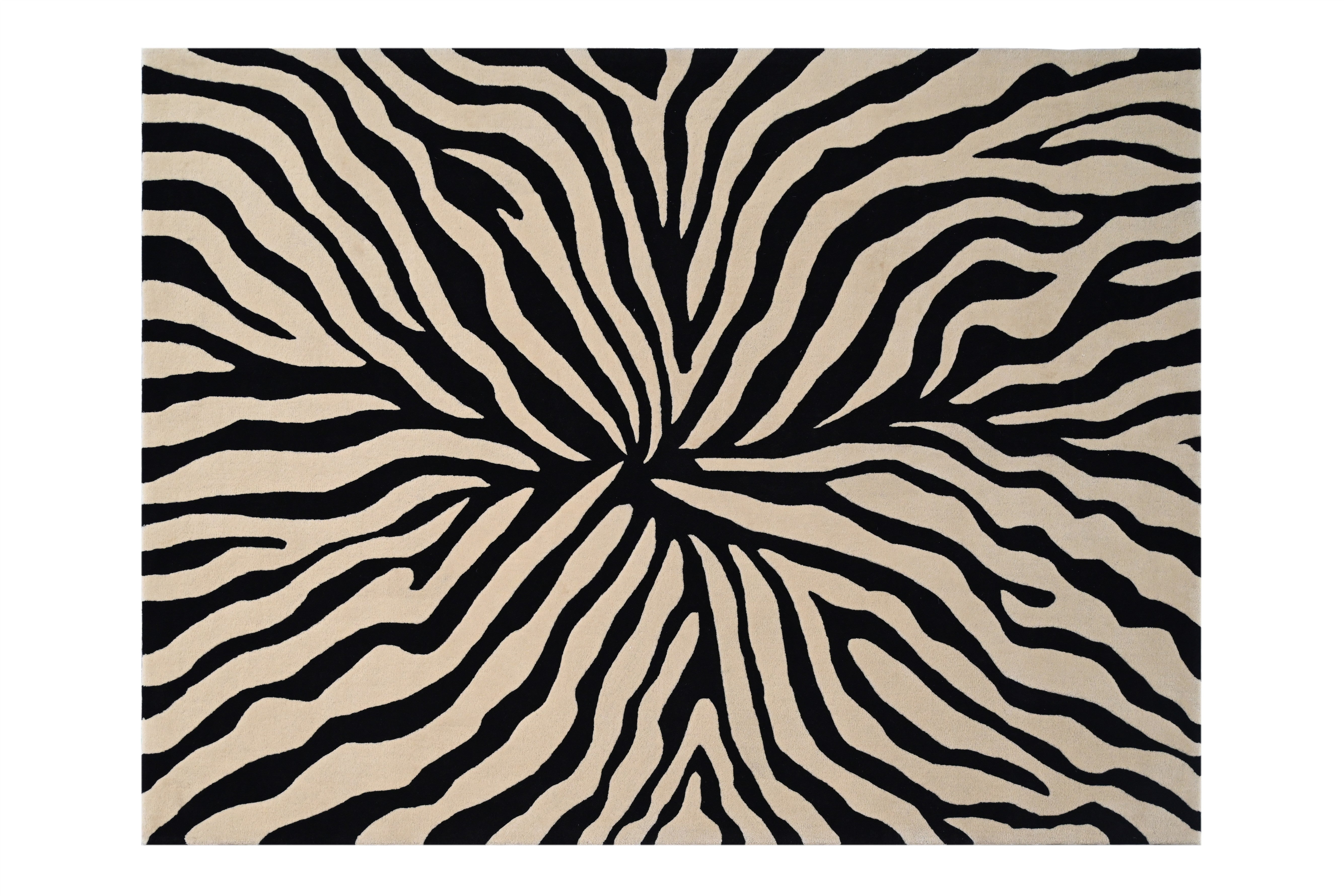 Full view of zebra bloom rug from the top 