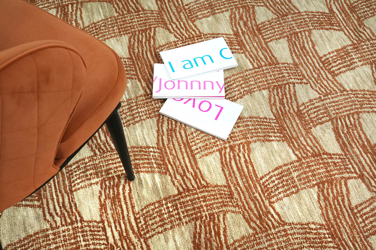 Ember Weft Pattern hand tufted rug styled in a warm interior setting showing texture, color, and everyday use