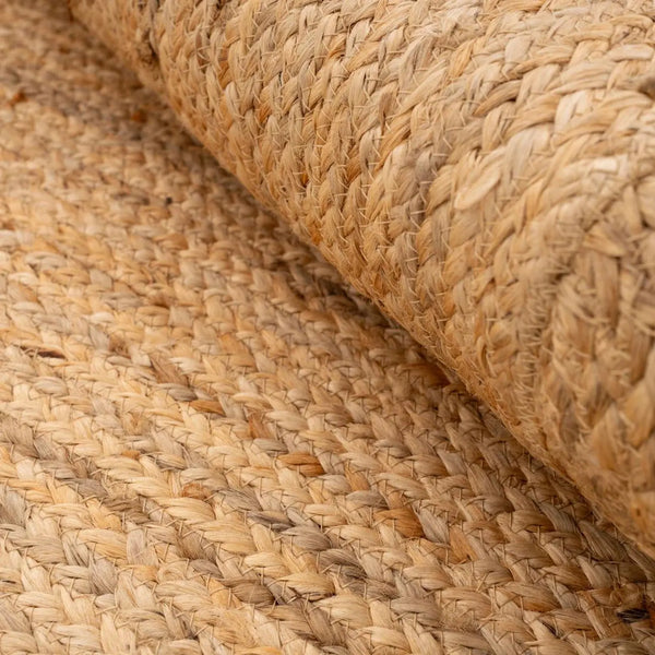 Golden Harvest Rug rolled edge view showing strong weave and natural golden hue