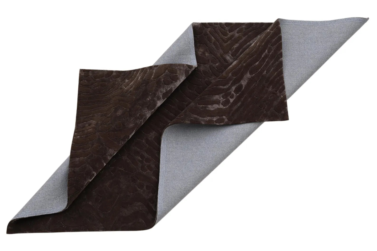 Hand tufted Fossil Ember rug corner folded to show durability and fine finishing.

Send the next one.