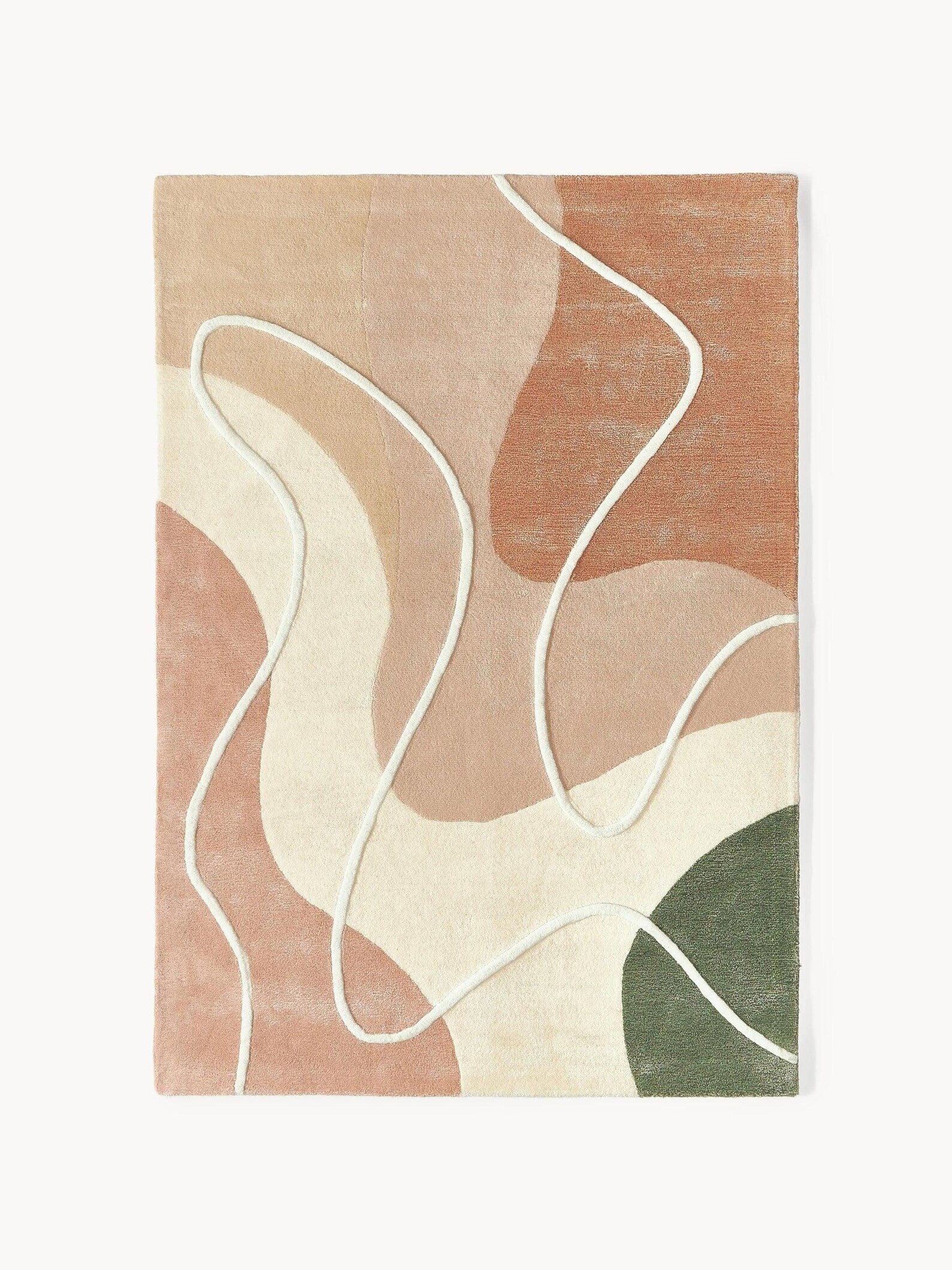 Seren Rug pattern view showing abstract curves in warm and cool neutral tones