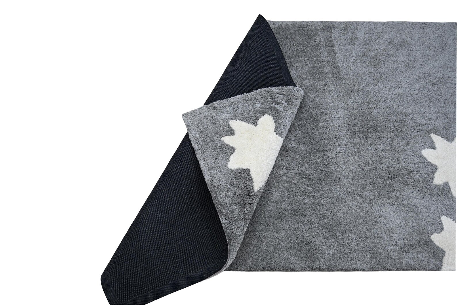 Starry Night Rug folded corner showing dense pile and durable backing