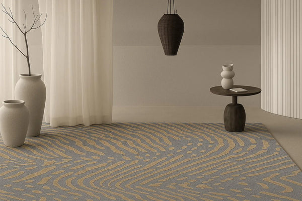 Swirl Pattern Rug texture closeup showing raised hand tufted surface and fine craftsmanship