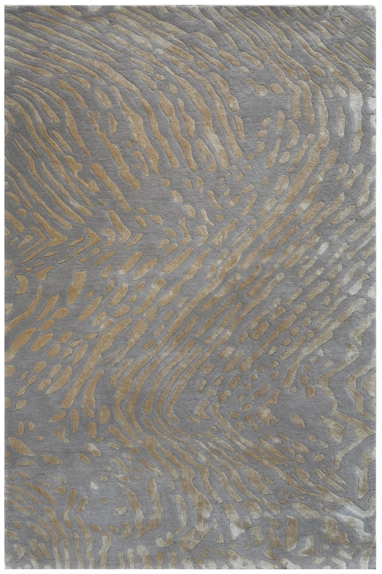 Swirl Pattern Rug top view showing intricate swirl design with golden accents