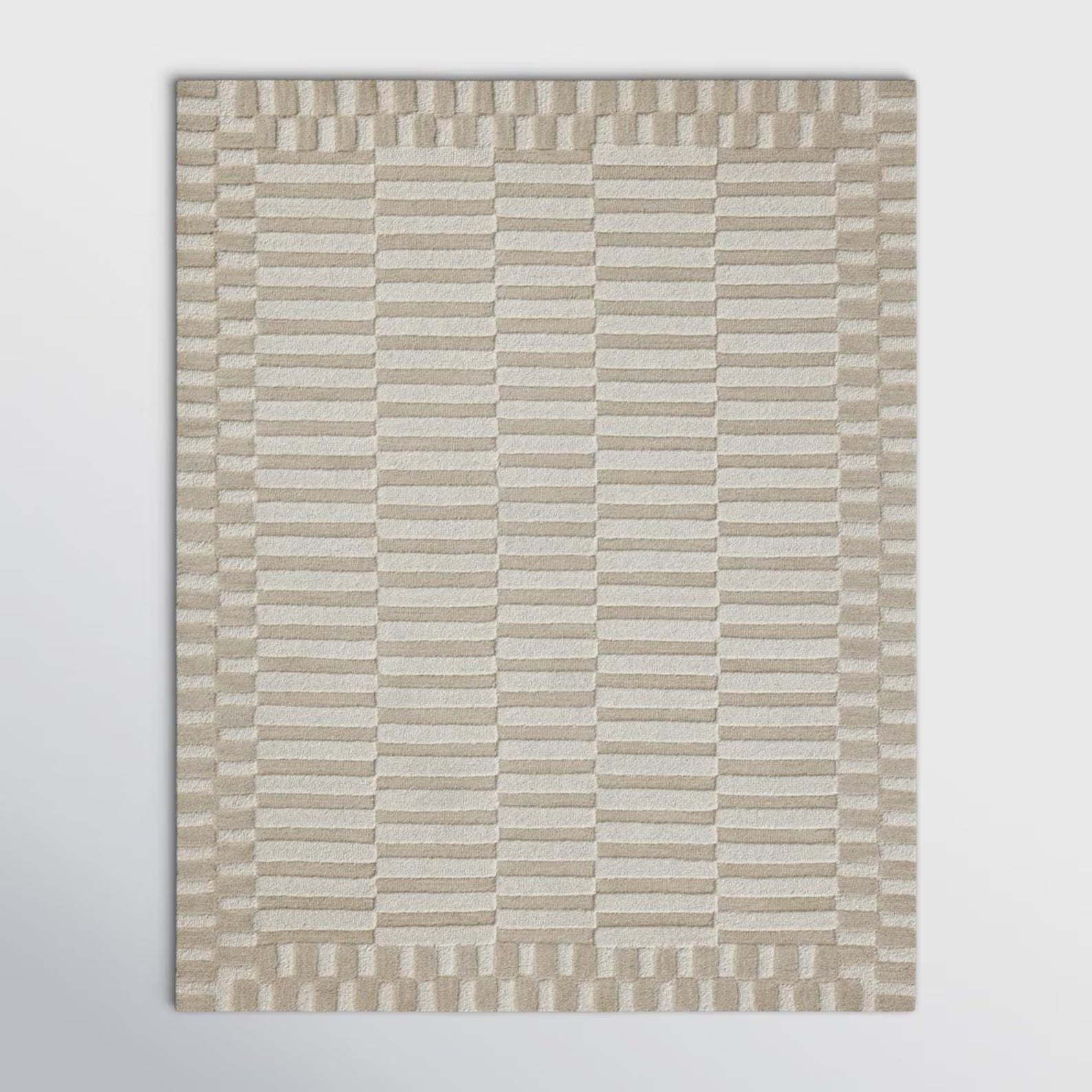 Tactile Grid hand tufted rug top view showing symmetrical raised pattern and smooth wool surface